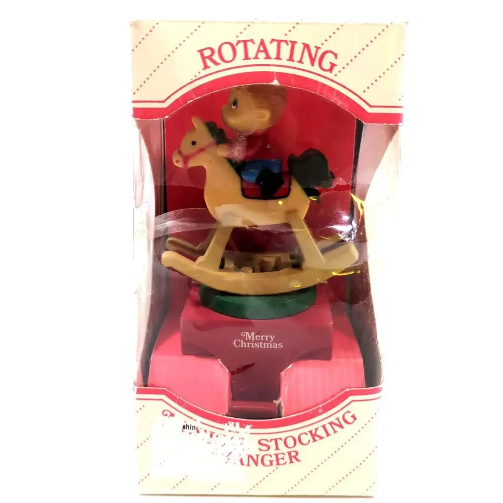 1980 Merrilite Rotating Musical Boy Rocking Stocking Hanger - Boxed - GOOD